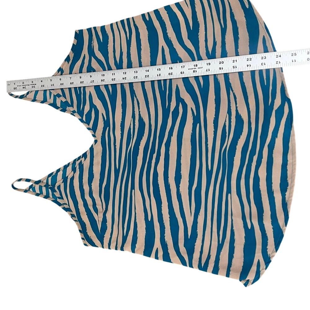 Allison Joy Cami Tank Top V-Neck Lightweight Animal Print Blue/Tan Small - Picture 6 of 6